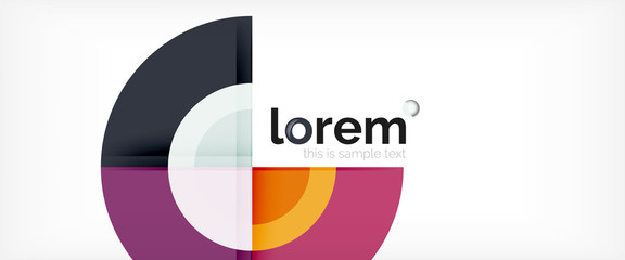 Modern geometric circles abstract background, colorful round shapes with shadow effects