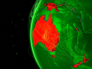 Australia on green globe