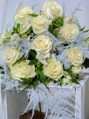 Beautiful bouquet of white roses