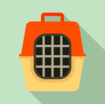 Pet travel cage icon. Flat illustration of pet travel cage vector icon for web design