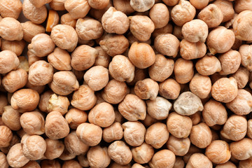Many dried chickpeas, top view