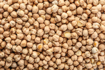 Many dried chickpeas, top view