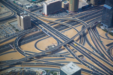 Aerial View of a Big Highway Interchange in Dubai