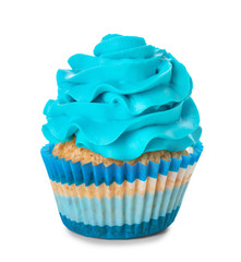 Delicious color cupcake on white background