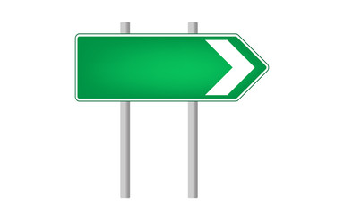 Blank green road sign isolated on white	