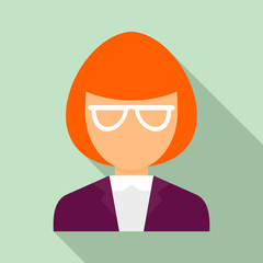 Museum woman guide icon. Flat illustration of museum woman guide vector icon for web design