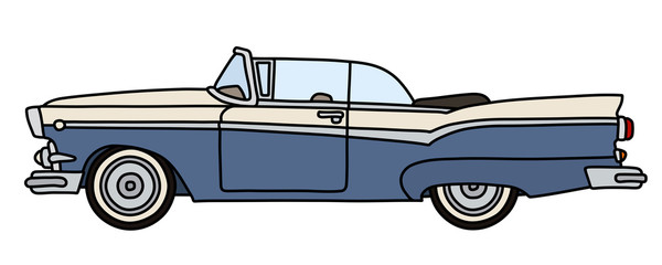 The funny old blue american convertible