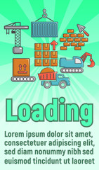 Loading concept banner. Cartoon banner of loading vector concept for web, giftcard and postcard