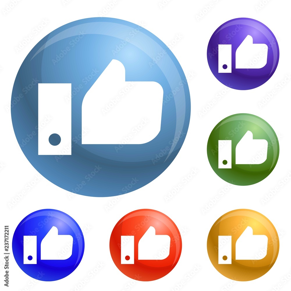 Poster thumb up icons set vector 6 color isolated on white background