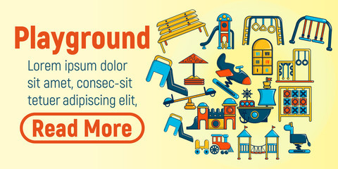 Playground concept banner. Cartoon banner of playground vector concept for web, giftcard and postcard