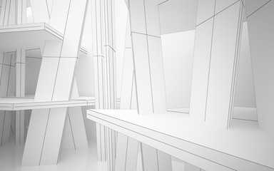 Obraz premium Abstract white interior highlights future. Polygon drawing. Architectural background. 3D illustration and rendering