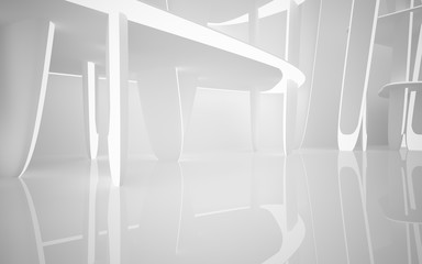 Abstract smooth white interior of the future. Architectural background. 3D illustration and rendering 