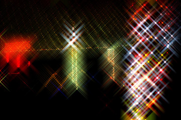 Abstract, colorful, blurry christmas background. Glowing and sparkling lights during night.   