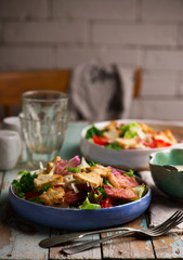Caesar salad  in ceramic bowl .selective focus