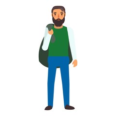 Muslim man refugee icon. Flat illustration of muslim man refugee vector icon for web design