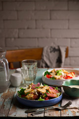Caesar salad  in ceramic bowl .selective focus