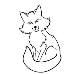 Vector Black Outline Illustration - Fox Character