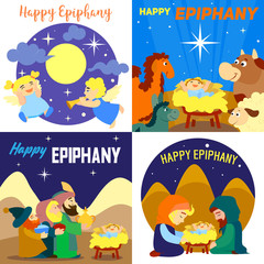 Happy Epiphany banner set. Cartoon illustration of happy Epiphany vector banner set for web design