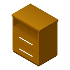 Wood drawer icon. Isometric of wood drawer vector icon for web design isolated on white background