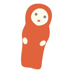 Red doll icon. Flat illustration of red doll vector icon for web design