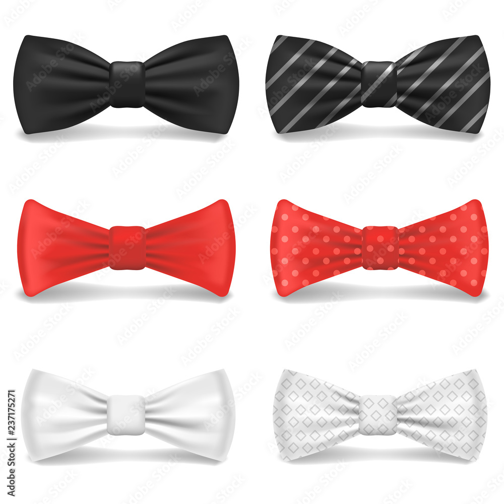Aufkleber bowtie icon set. realistic set of bowtie vector icons for web design