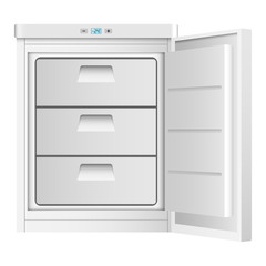 Home freezer icon. Realistic illustration of home freezer vector icon for web design isolated on white background