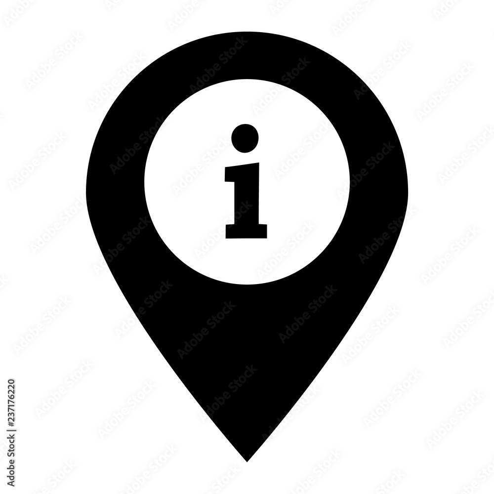 Poster information on pin icon on white background. flat style. information on pin sign for your web site d