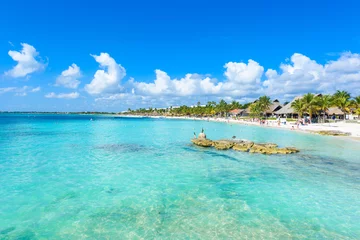 Küchenrückwand glas motiv Riviera Maya - paradise beach Akumal at Cancun, Quintana Roo, Mexico - Caribbean coast - tropical destination for vacation © Simon Dannhauer