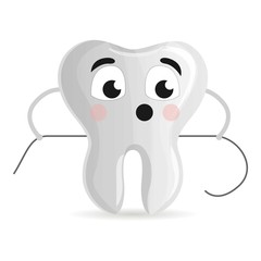 Cute tooth with floss icon. Cartoon of cute tooth with floss vector icon for web design isolated on white background