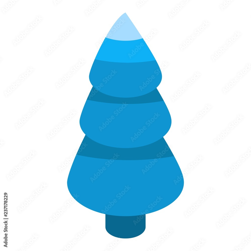 Poster abstract blue fir tree icon. isometric of abstract blue fir tree vector icon for web design isolated