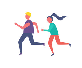 Fototapeta na wymiar Running People Jogging Icon Vector Illustration