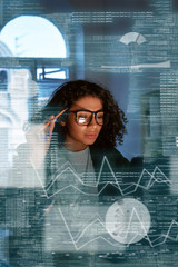 Young woman is thinking about the statistics