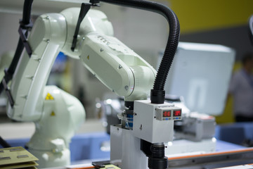robot arm in factory