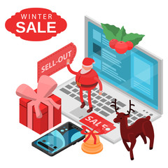 Winter final sale concept background. Isometric illustration of winter final sale vector concept background for web design