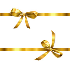 Vector Golden Bow with Ribbon