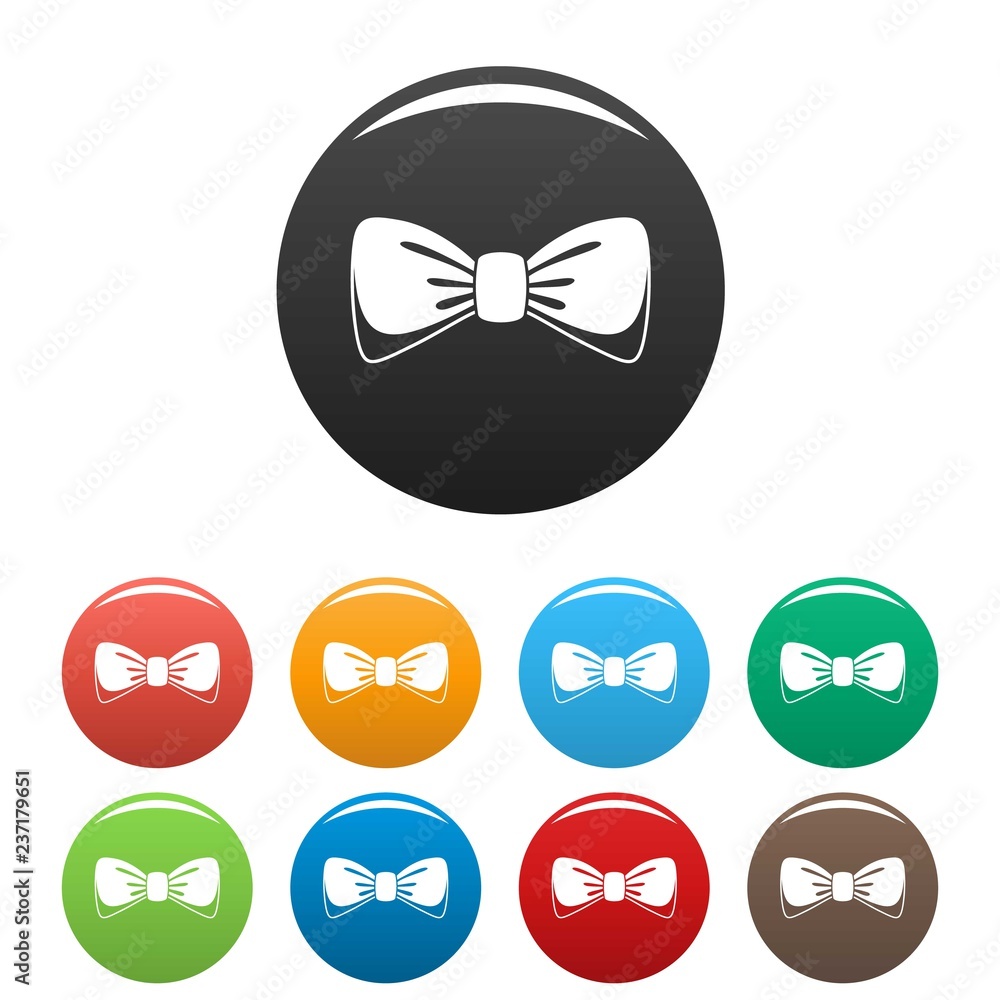 Poster man bow tie icons set 9 color vector isolated on white for any design