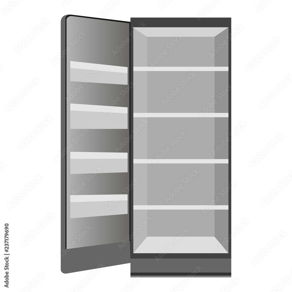 Poster empty open fridge icon. cartoon of empty open fridge vector icon for web design isolated on white ba