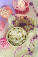 Obraz na płótnie Canvas New Year's drink with marshmallows