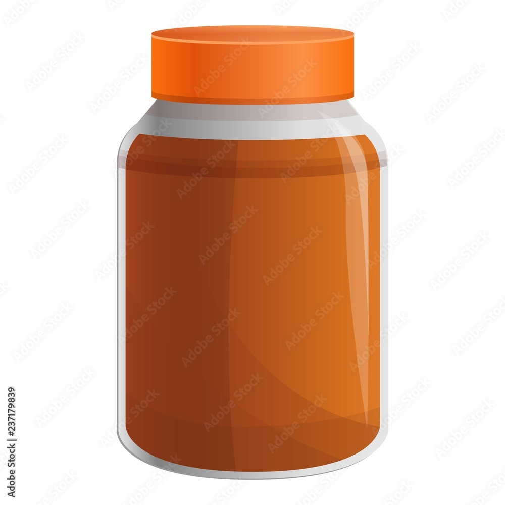 Poster peanut butter jar icon. cartoon of peanut butter jar vector icon for web design isolated on white ba