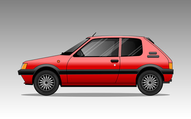 Old small european car. Detailed vector illustration.