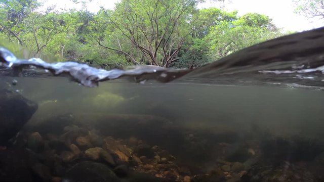 Waterfall close up at Wang Takrai Waterfall in Nakhon Nayok Province, Thailand.