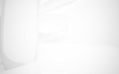 Abstract smooth white interior of the future. Architectural background. 3D illustration and rendering 