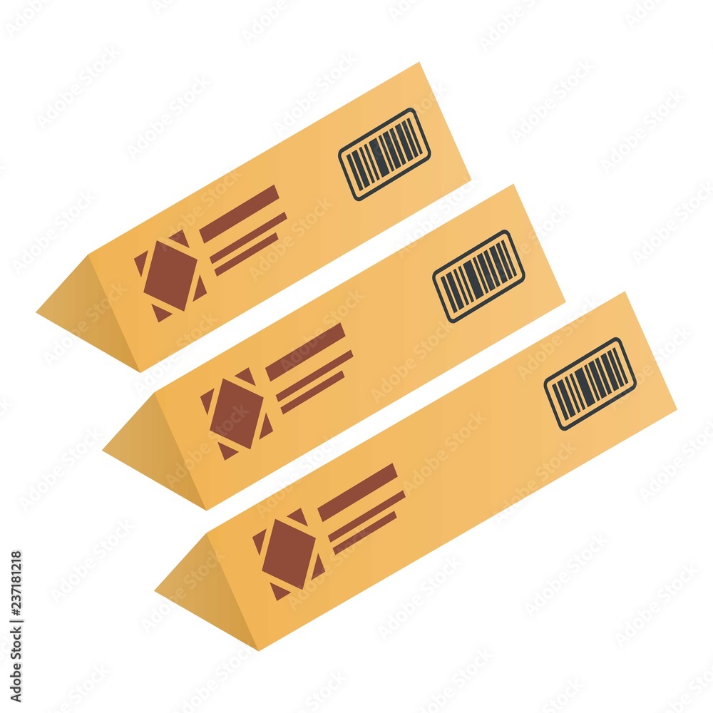 Poster triangular delivery box icon. isometric of triangular delivery box vector icon for web design isolat