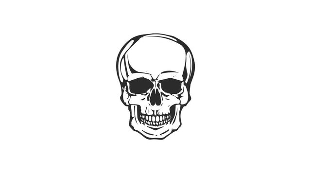Dead Skull Head Laughing Loop/ Dead Skull Head Laughing Loop/ Animation of a funny cartoon skull head face laughing background loop
