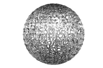 Alphabets character, illustrations of CGI typography transparency glass, b&w black & white sphere or planet.
