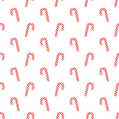 Vector seamless pattern with candy cane on white background