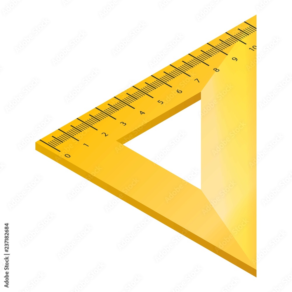 Poster wood triangle ruler icon. isometric of wood triangle ruler vector icon for web design isolated on wh