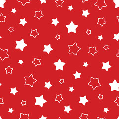 Vector seamless pattern with stars on red background