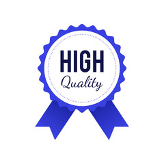 High quality badge in blue color isolated on white background