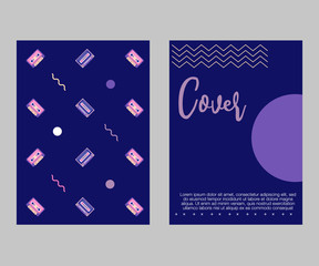 Retro style video cassette two side cover. Back and sides of paper cover